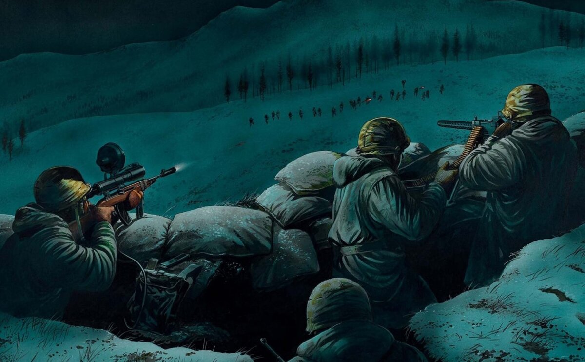 Советские войска штурмуют хорошо укрепленные позиции немцев