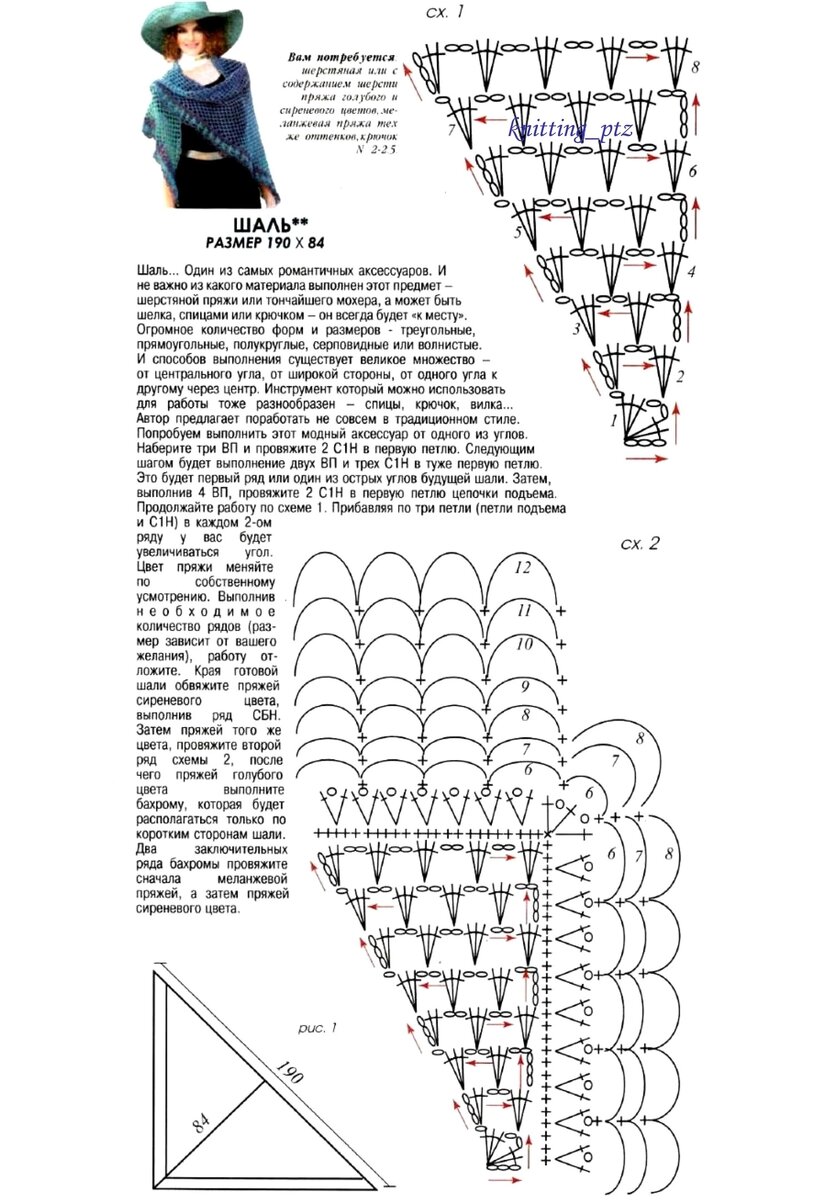 Схемы шалей крючком