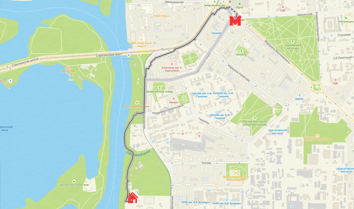 Ближайшая станция метро на карте рядом с ЖК «Серебряный бор»