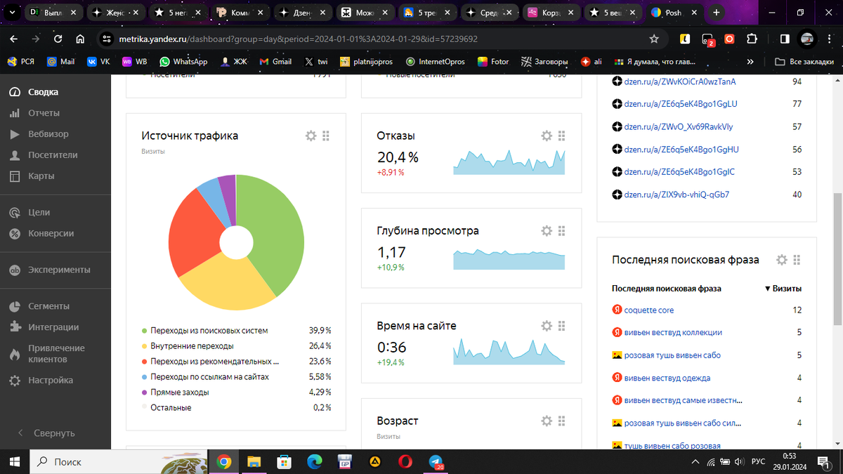 источник трафика за январь 2024 года - как видно, рекомендовать меня перестали