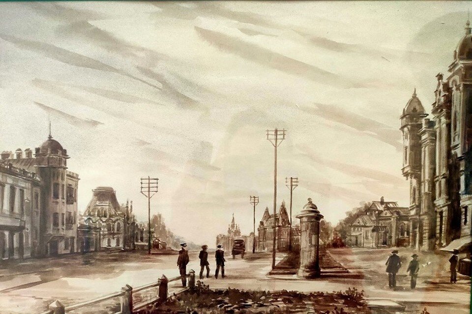    Улицы Хабаровска хранят в себе тайны прошлого Фото сделано с картины, размещенной в музее истории Хабаровска. Экспозиция – Улица Муравьева-Амурского. Акварель с фотографии н. 20 века Оксана ШЕМЕТОВА