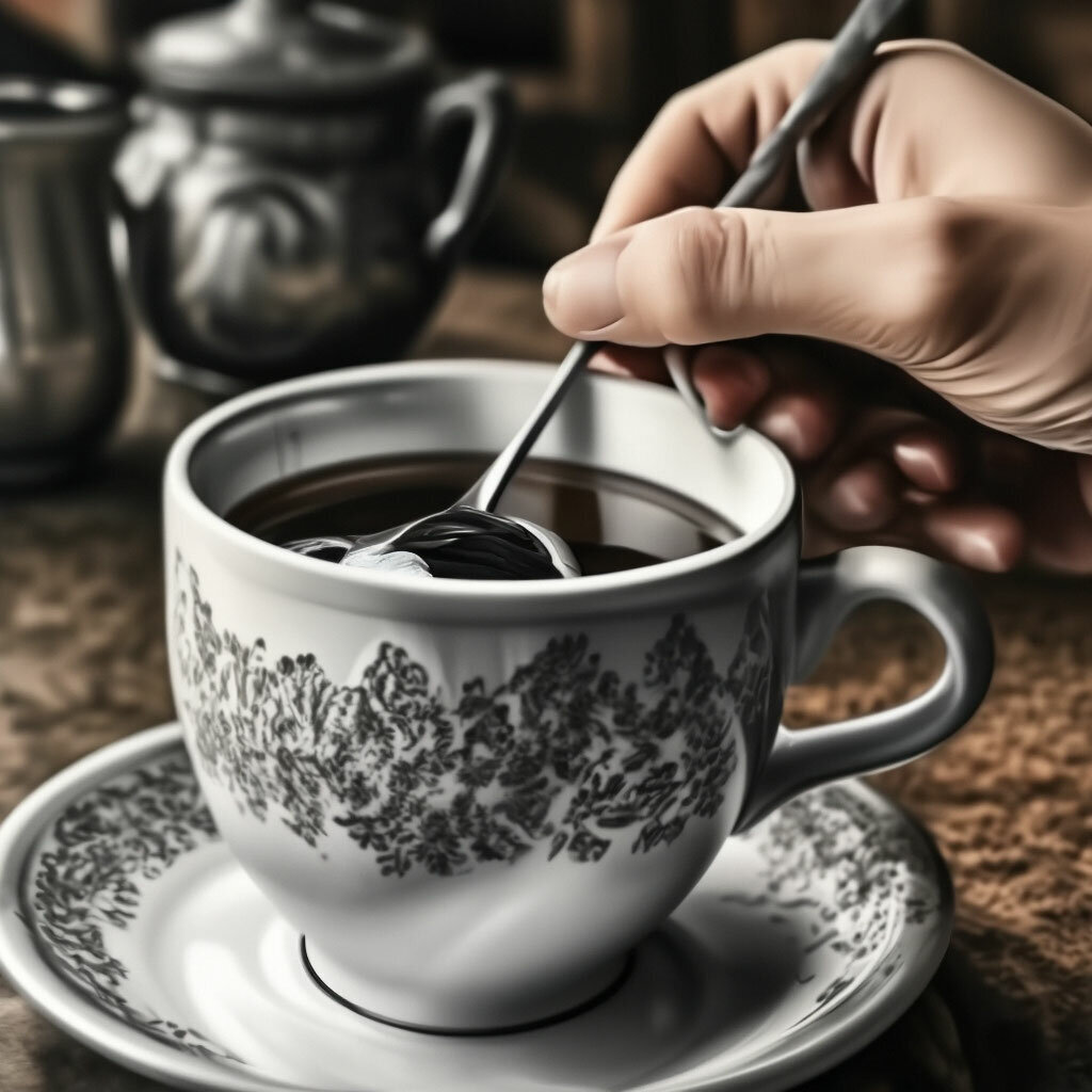 какой рукой размешиваешь сахар. размешивать сахар в чае в форме мотора.