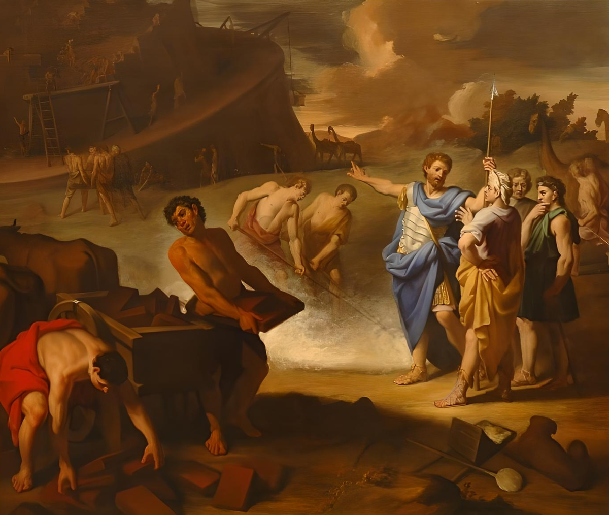 Шарль Кюссен, «Строительство Вавилонской башни», холст, масло, 109 х 130,5 см, Шомон, Музей, Франция