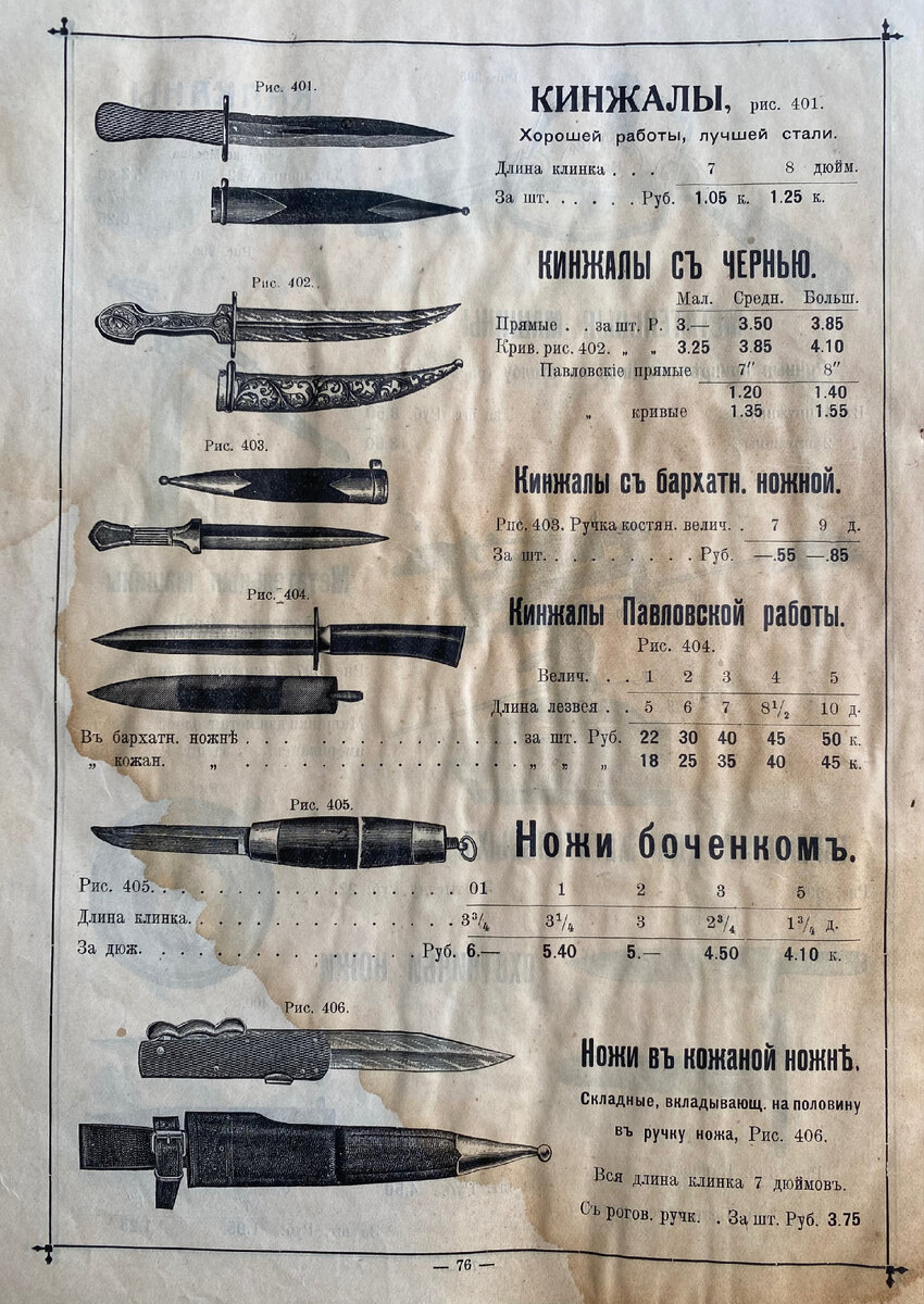 Ножи, снаряжение для охоты и рыбалки. Каталог 1912 года. Феттер и Гинкель  ч.2 | Владимир Артамонов | Дзен