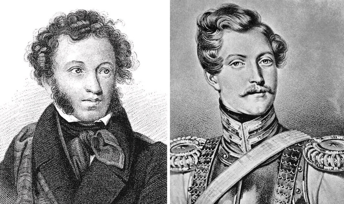    Портреты Пушкина и Дантеса