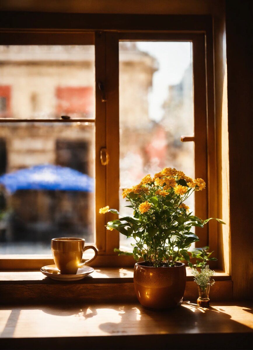 Деревянный подоконник в интерьере