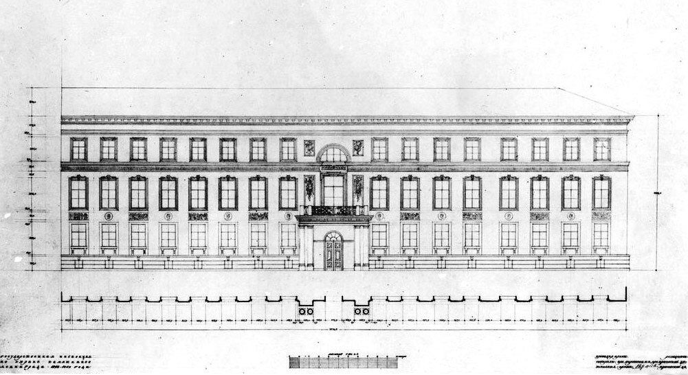 Фиксационный чертёж фасада со стороны Исаакиевской площади