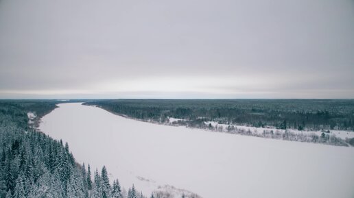 Сказочные зимние пейзажи. Княжпогостский район. Коми.Аэросъёмка.