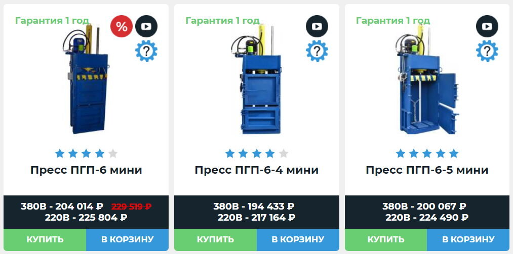 Вертикальные прессы для макулатуры
