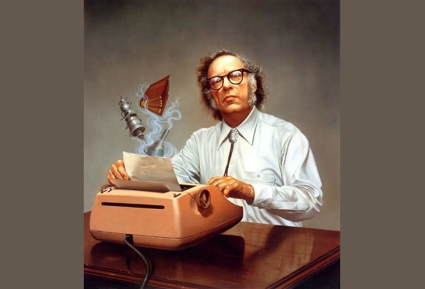 АЙЗЕК АЗИМОВ (1920—1992) — американский писатель русского происхождения. Портрет: Ровена Моррилл