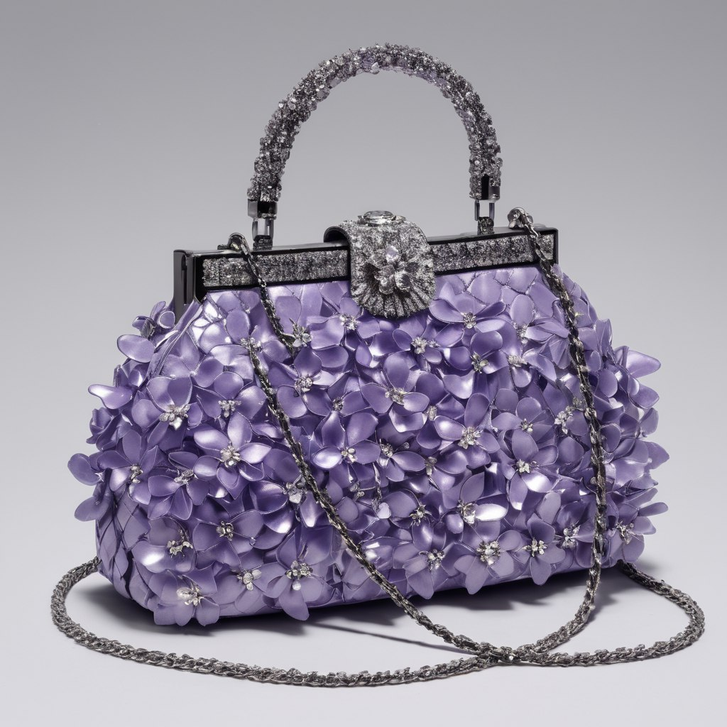 Вечерняя дизайнерская сумочка с цветками глицинии, в стиле Chanel