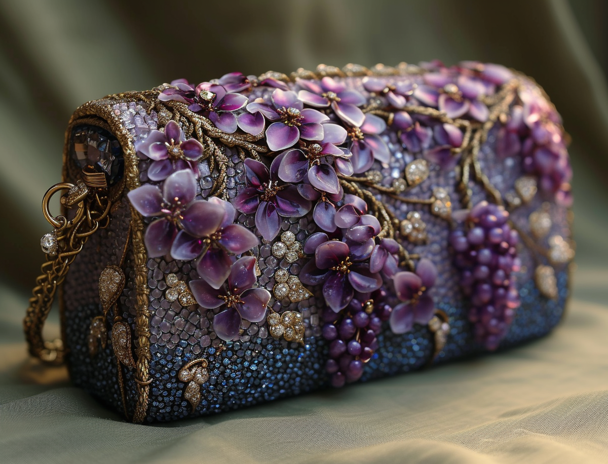 🌸 Сегодня я хочу поделиться с вами замечательной идеей вечерней дизайнерской сумочки с цветками глицинии в стиле Chanel.-2
