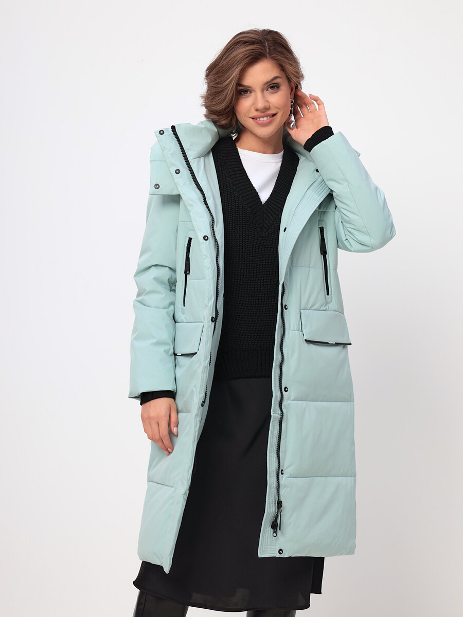 Куртка длинная с капюшоном зимняя пуховик Bless You Today (мятный)