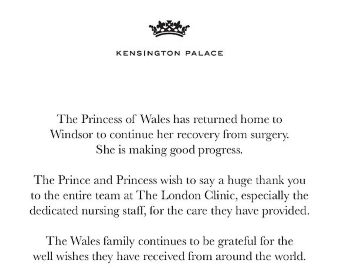 Перевод официального заявления Кенсингтонского дворца читайте выше. Скриншот из открытого источника. 