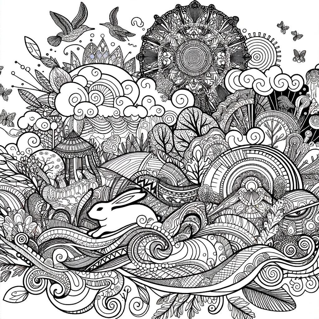 Раскраска для взрослых: весенний лес