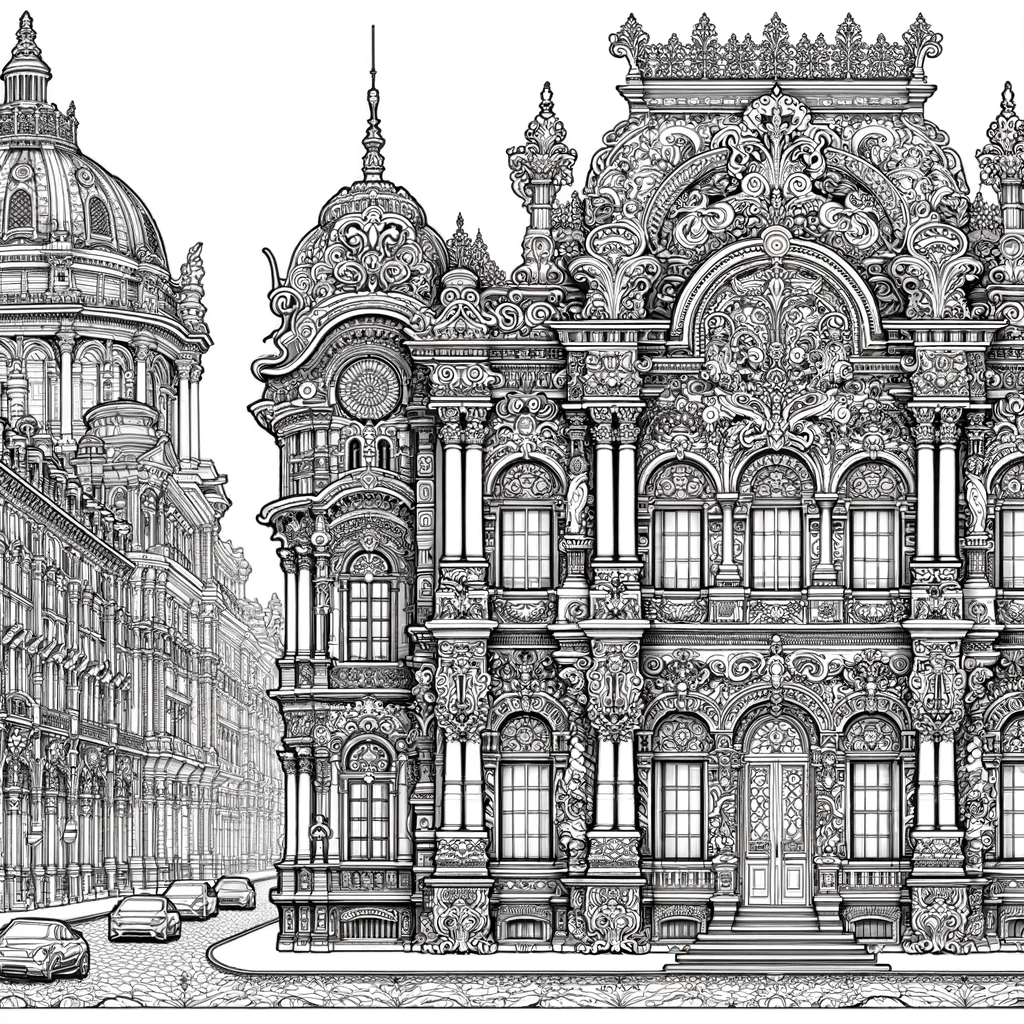 Архитектурная раскраска для взрослых