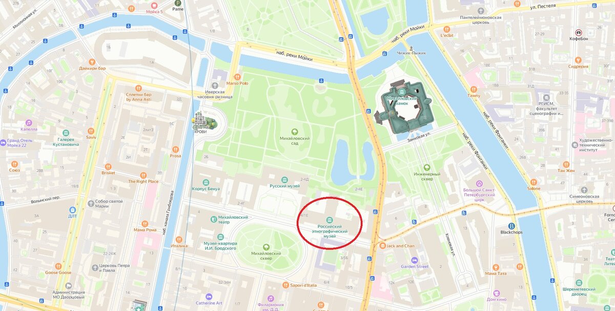 Российский этнографический музей на карте. Санкт-Петербург.