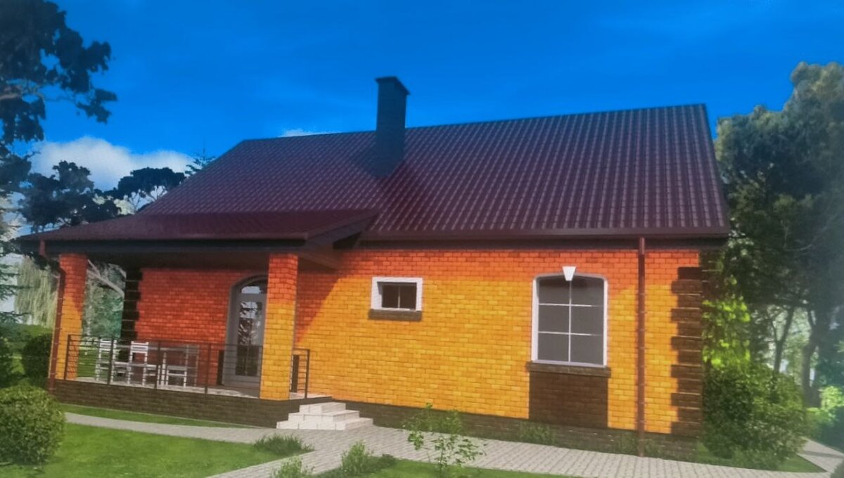 Примерно такой у нас дом, только из белого кирпича. Фотография автора