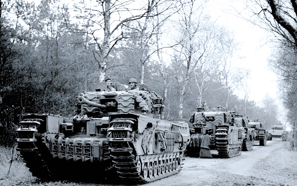 Союзническая колонна машин Mk.IV "Churchill".