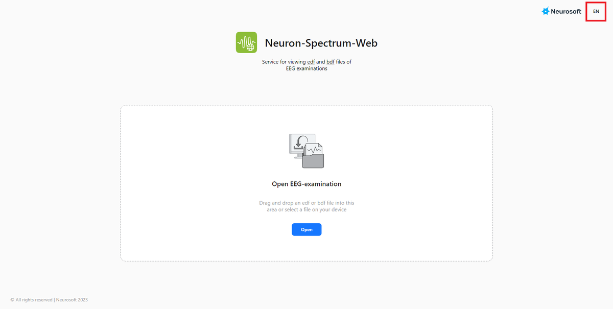 Start page of the Neuron-Spectrum-WEB. Switch to English language in the top right corner