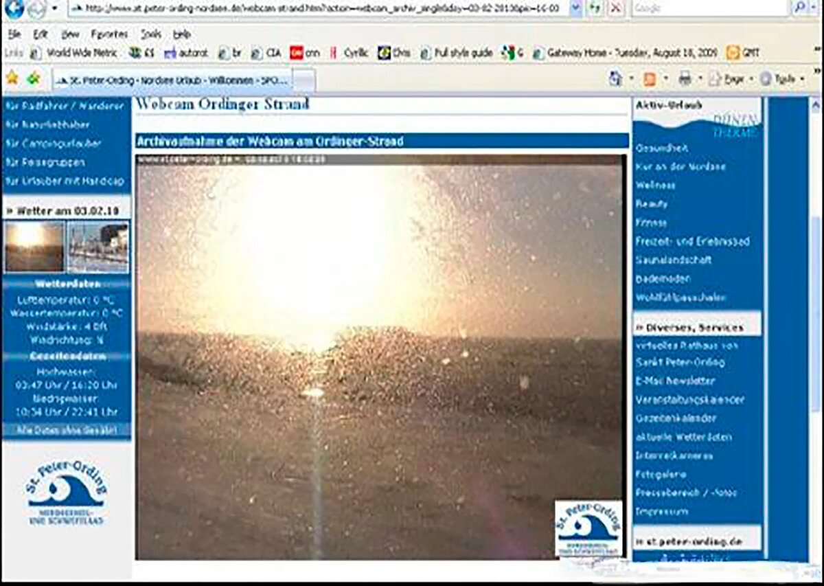 Кадр с трансляции заката на сайте немецкого округа