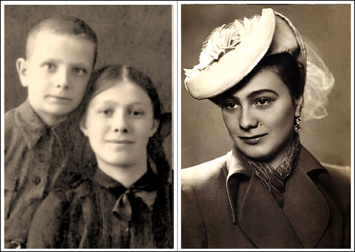 (слева) Юрий и Галина Брежневы. 1944 год. (справа) Галина Брежнева. 1951 год.