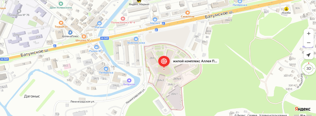 Расположение ЖК «Аллея парк» на карте 