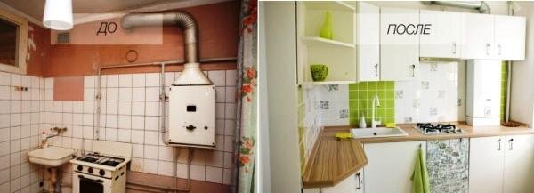 Дизайн кухни с газовым котлом на стене и трубами: как его спрятать, фото идеи