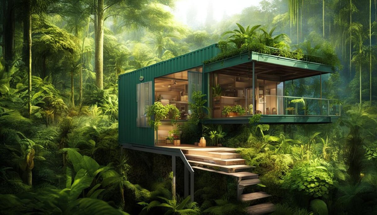 минидом контейнер в тропическом лесу