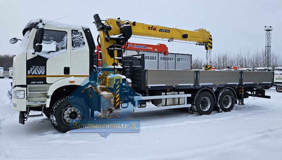 Бортовой с КМУ КМУ HYVA HST8E4 на шасси FAW