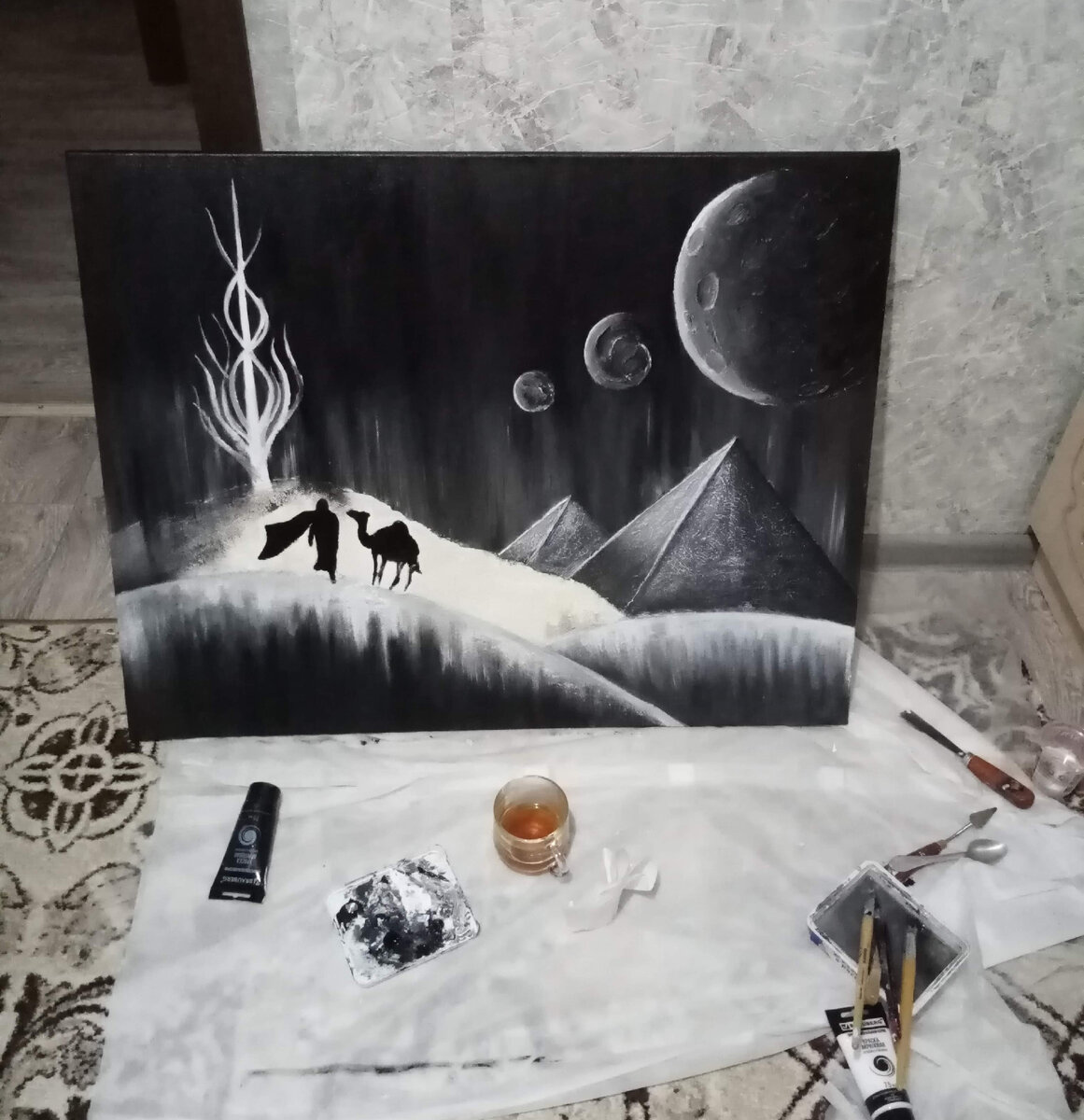 Мастерская-кухня😁 В процессе написания второй картины