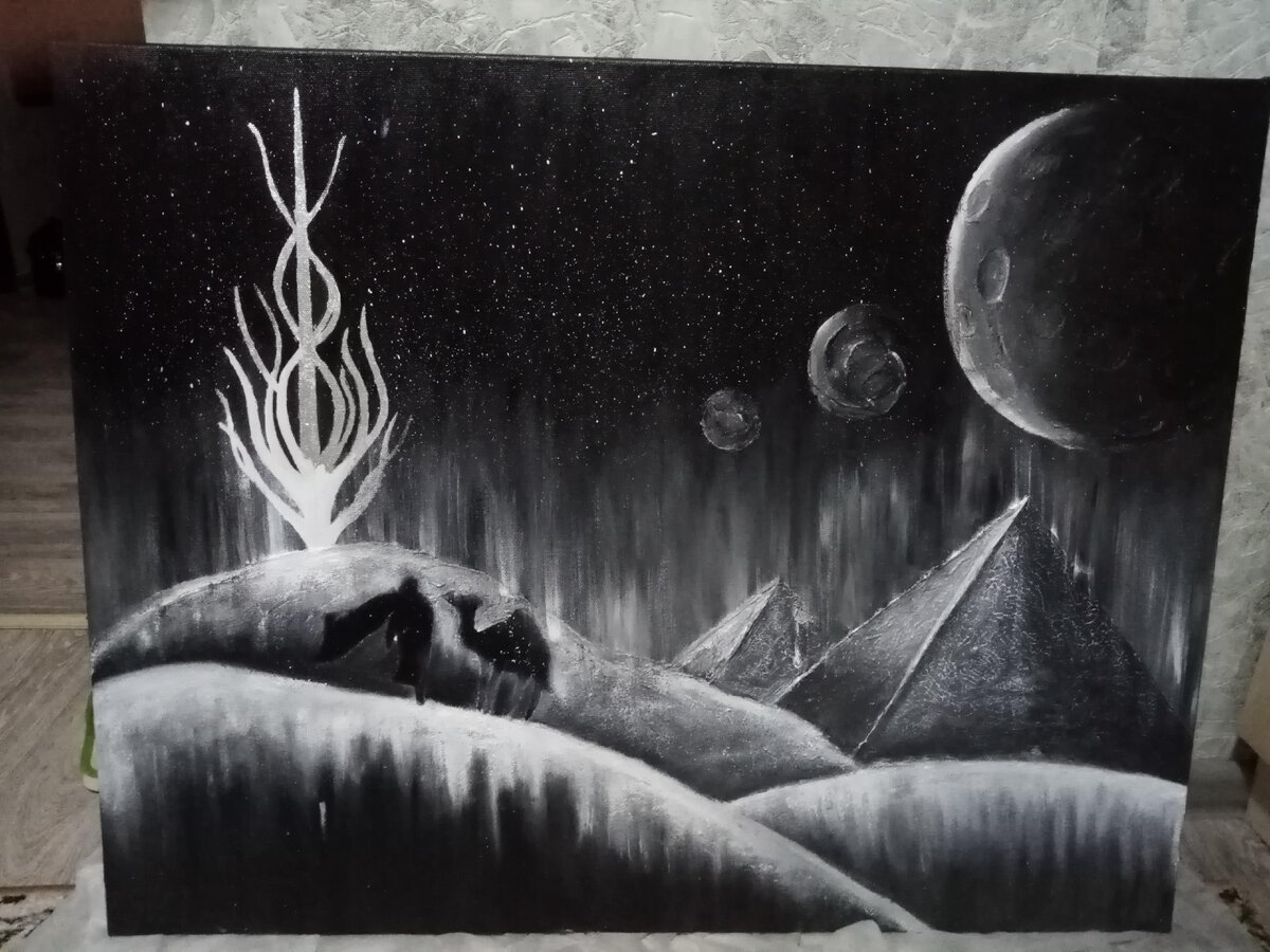 Тоже еще не законченная,готовую картину не успела запечатлеть, знакомые быстренько увезли ее к себе☺