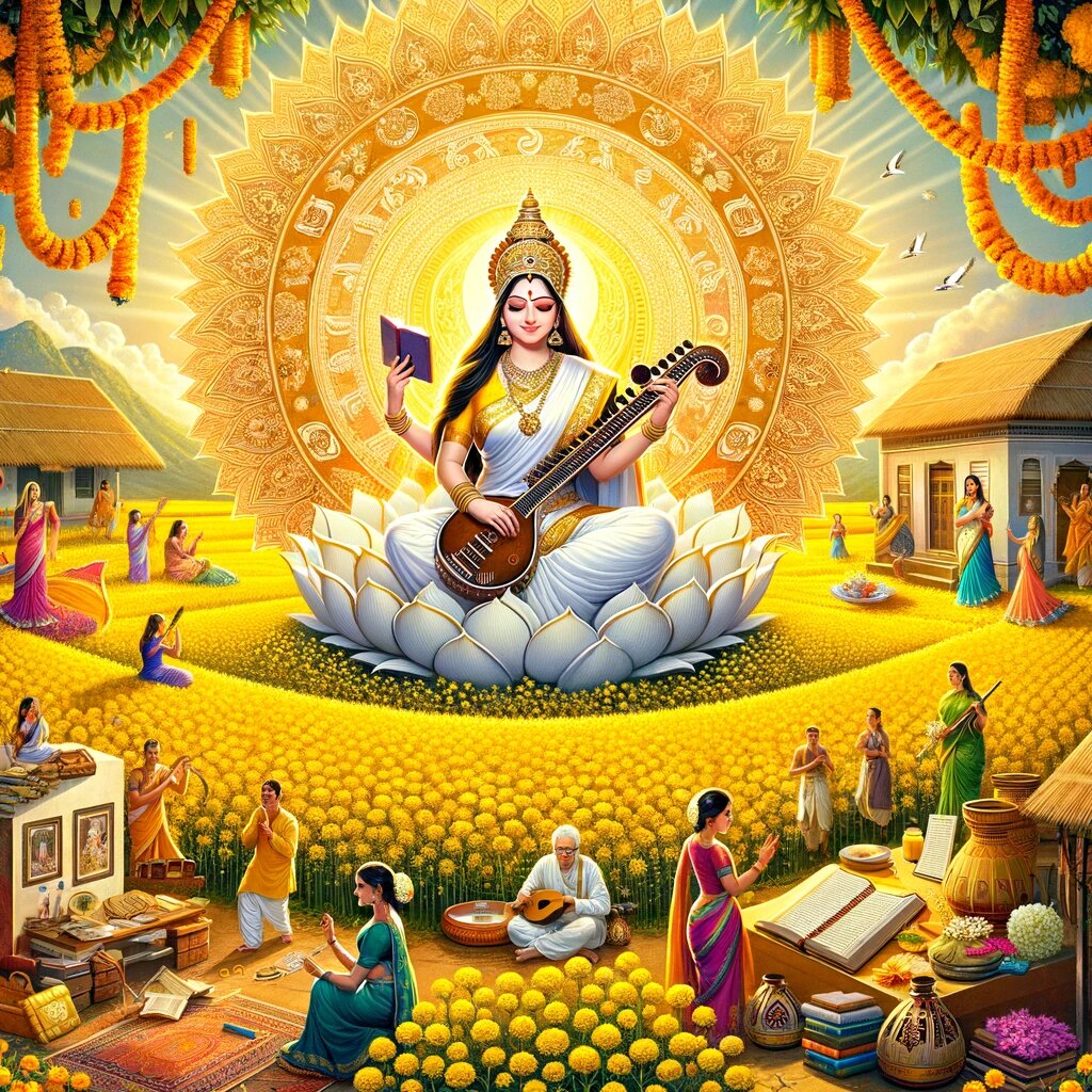 В этом месяце отмечается важный праздник Васант Панчами, посвященный богине Сарасвати. Изображение: A Corner of Story - WordPress.com
