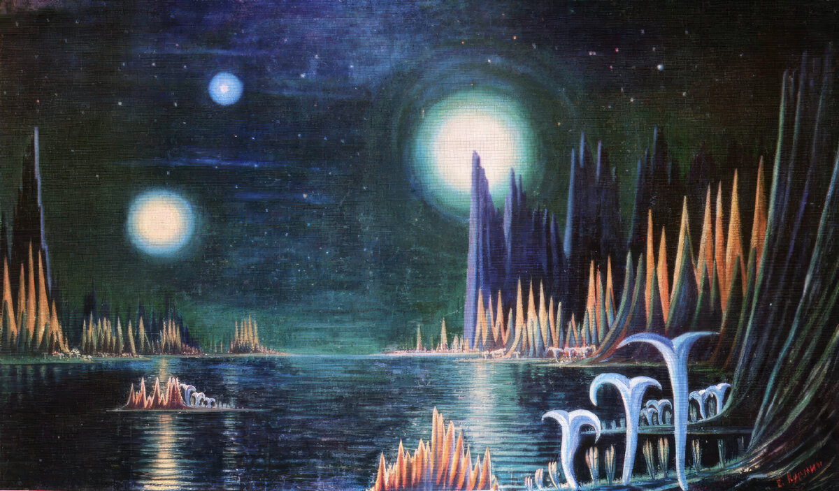 картина луна. луна в живописи. полнолуние в живописи. лунная ночь. картина луна.