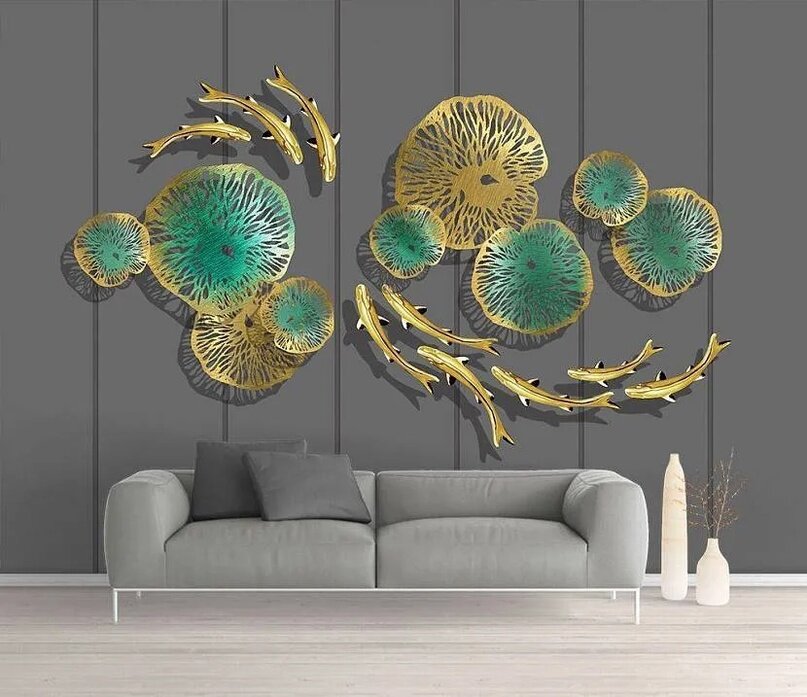 Бирюзовый цвет способен наилучшим образом подчеркнуть красоту золотистых деталей интерьера