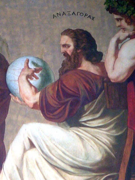 Detail of the right-hand facade fresco, showing Anaxagoras. National and Kapodistrian University of Athens.