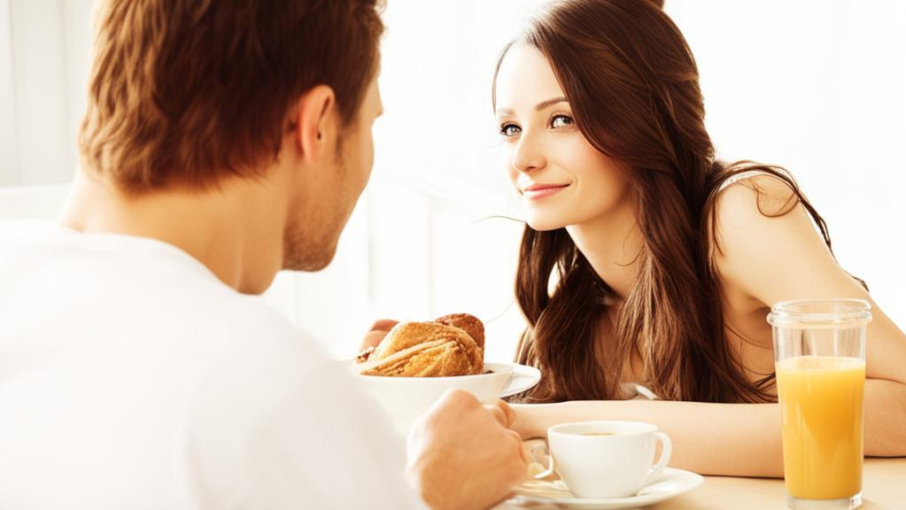 муж с женой завтракают