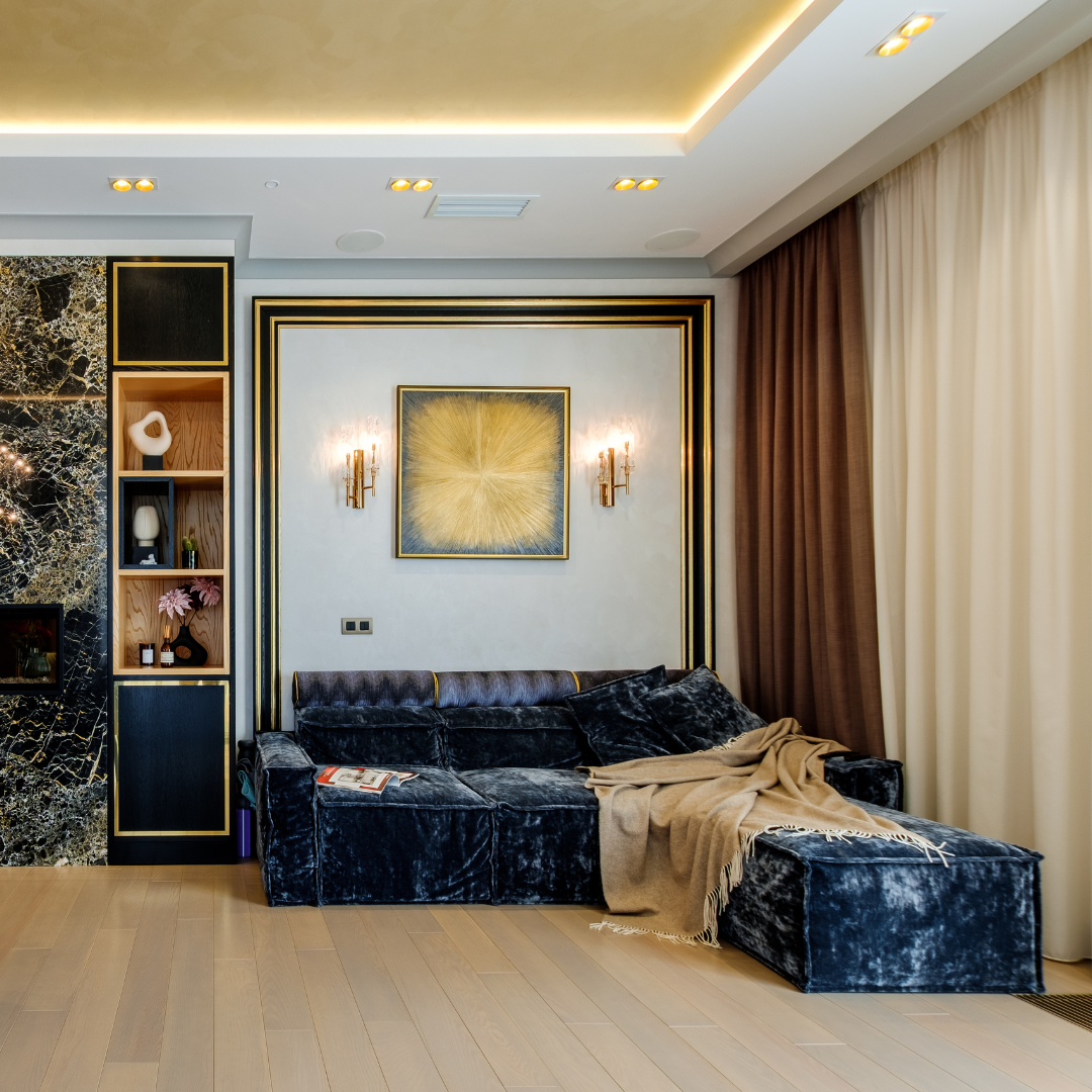 Реализованный интерьер дизайнера Татьяны Зиновьевой, диван Sofas & Decor.