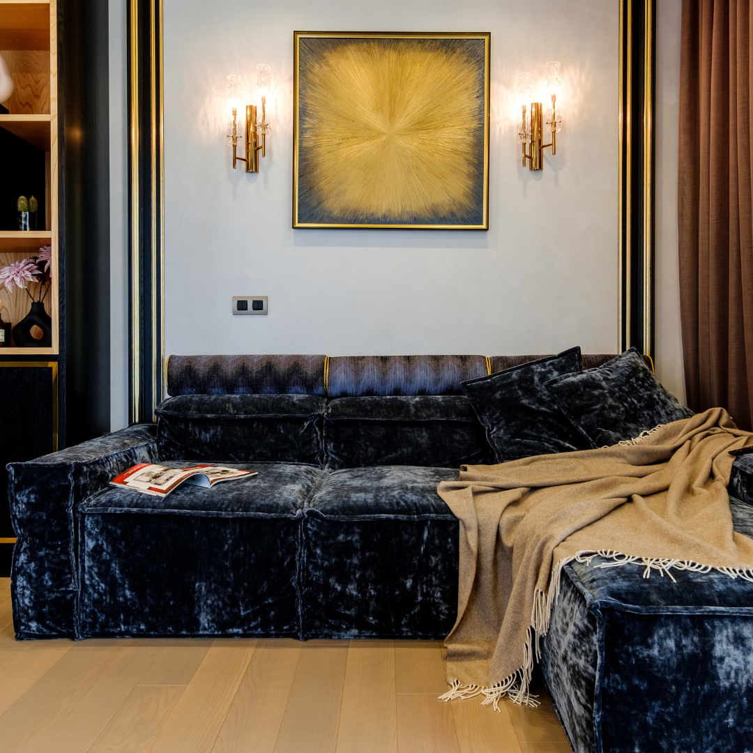 Реализованный интерьер дизайнера Татьяны Зиновьевой, диван Sofas & Decor.