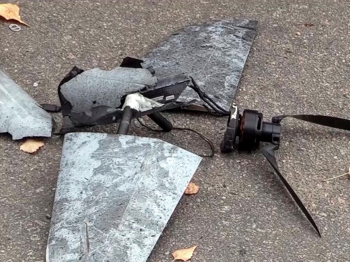    Сбитый беспилотник на территории Запорожской атомной электростанции© AP Photo / Russian Defense Ministry Press Service