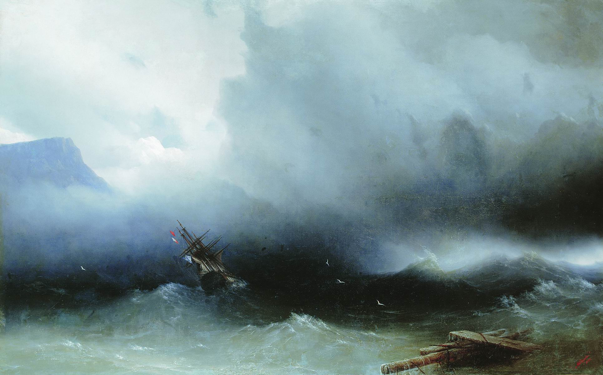 "Ураган на море", И.К. Айвазовский, 1850. Национальная галерея Армении, Ереван.