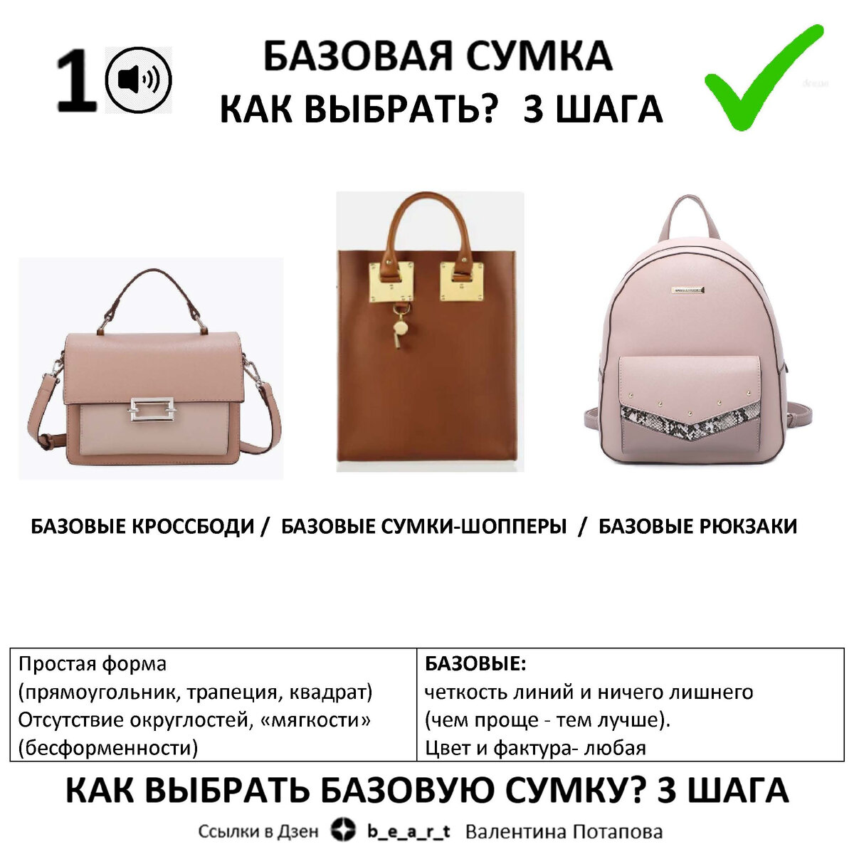 1 шаг: БАЗОВЫЕ: четкость линий и ничего лишнего (чем проще - тем лучше). Цвет и фактура- любая. 
Простая форма 
(прямоугольник, трапеция, квадрат)
Отсутствие округлостей, «мягкости» (бесформенности)
