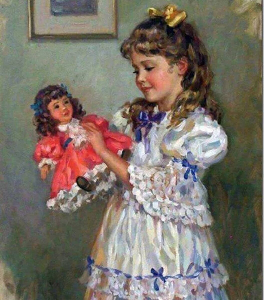 Картинка девочка с куклой