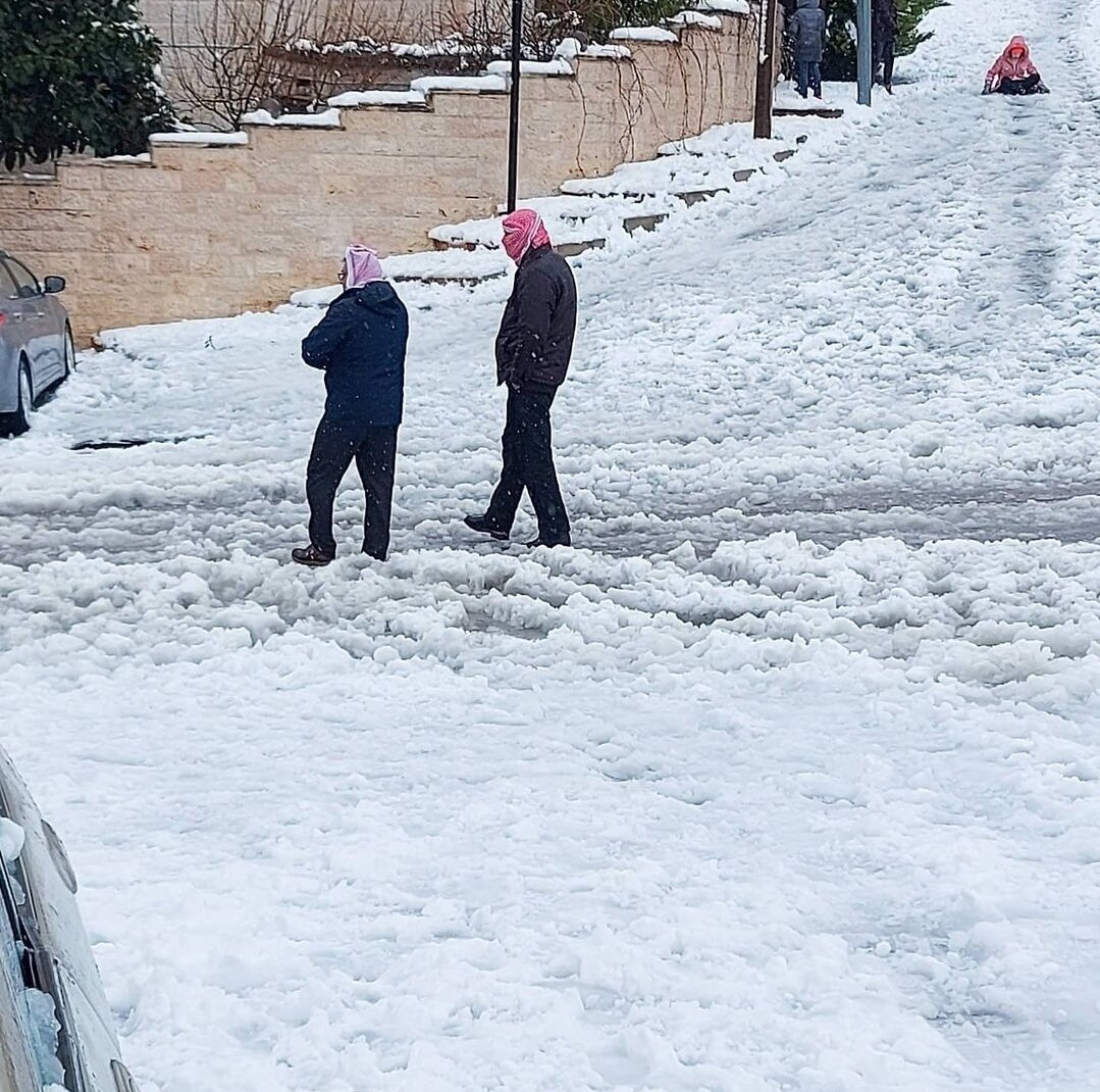 Наглядно как куфия спасает в снегопад (фото автора).