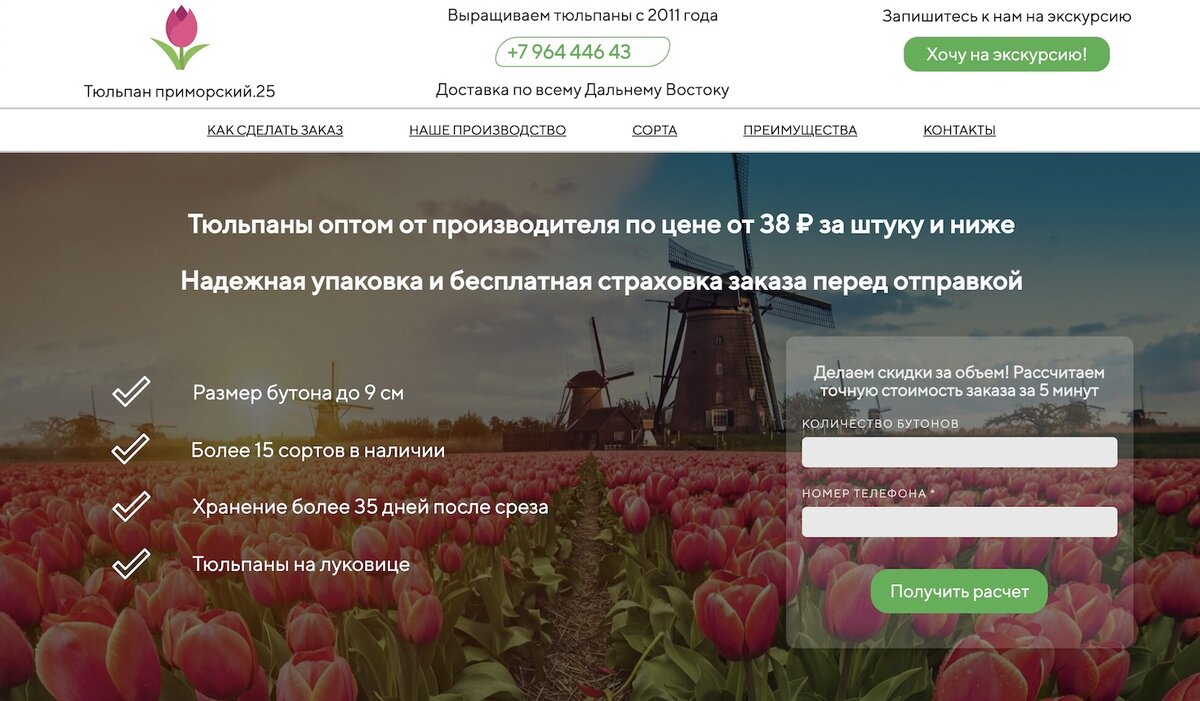 Главный экран сайта