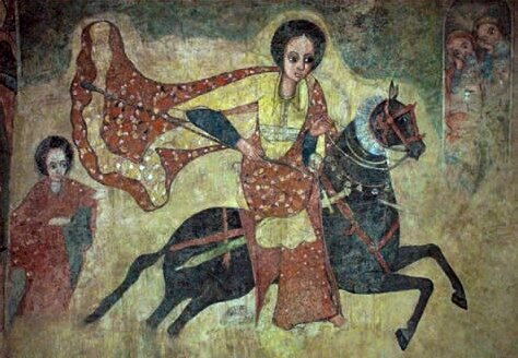 Царица Савская скачет в Иерусалим, эфиопская фреска.