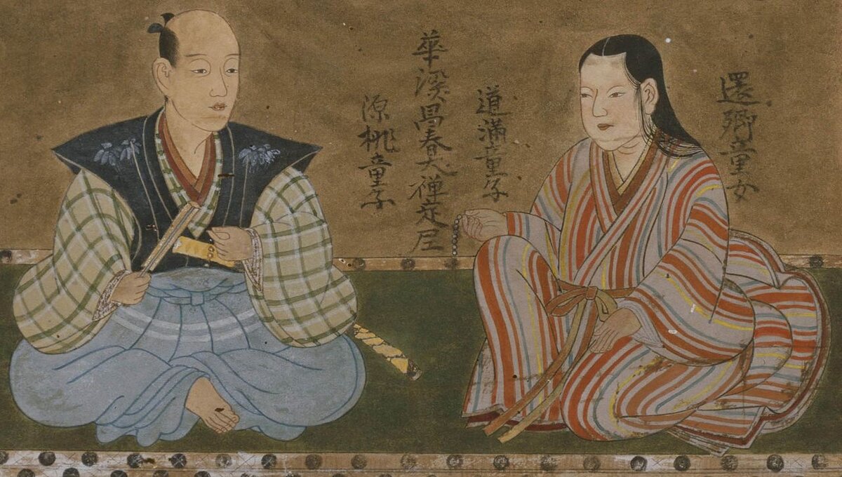 Фото из открытых источников. Японская цветная гравюра. Нагао Масакагэ с супругой