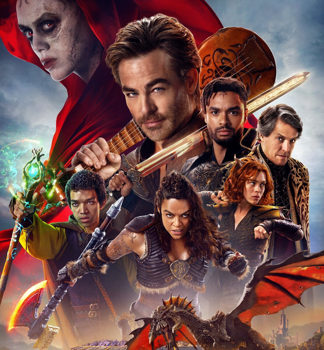 Постер фильма "Подземелья и драконы: честь среди воров" с характерными для ДнД героями: бард, паладин, чародей, варвар, друид (фото Pinterest).