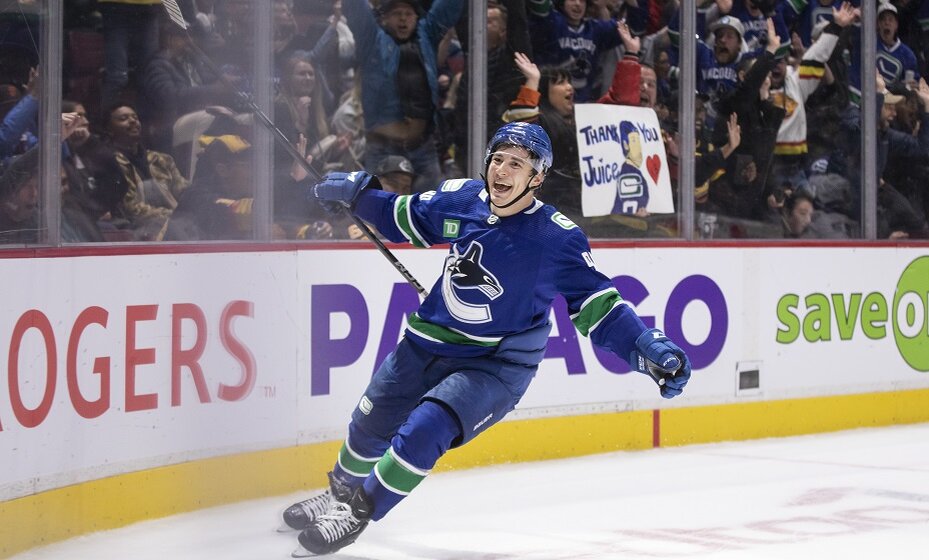    НХЛ назвала хоккеиста «Ванкувера» Кузьменко второй звездой игрового дня. Фото: Global Look Press