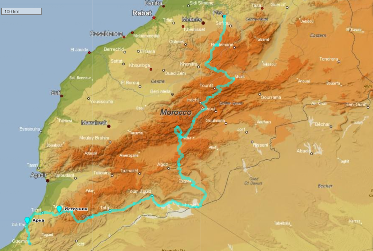 Маршрут на физической карте